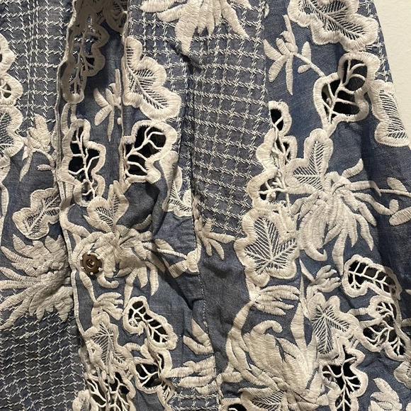 Light blue and White Chico’s Cutout Blazer - Picture 2 of 3